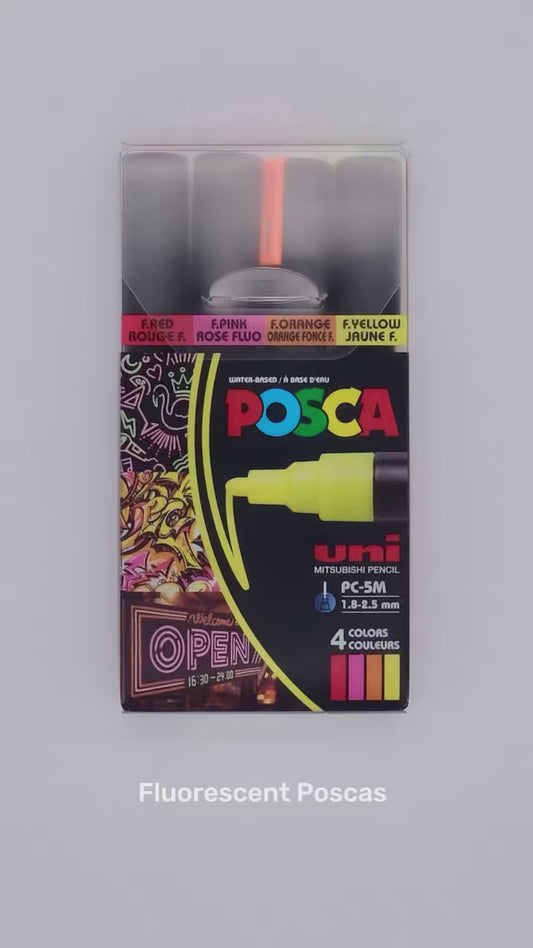 Posca Medium, Fluorescent, 4-pack